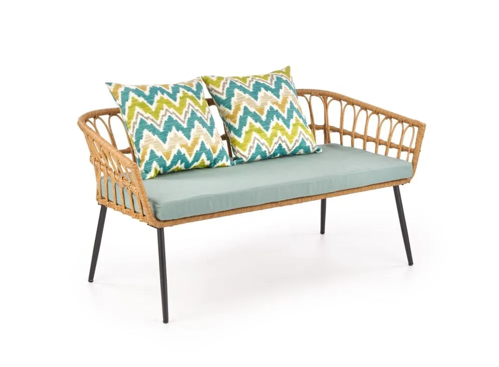 Sofa GARDENA rattanowa z poduszkami na metalowych nogach | MIRAT.  kolekcja GARDENA