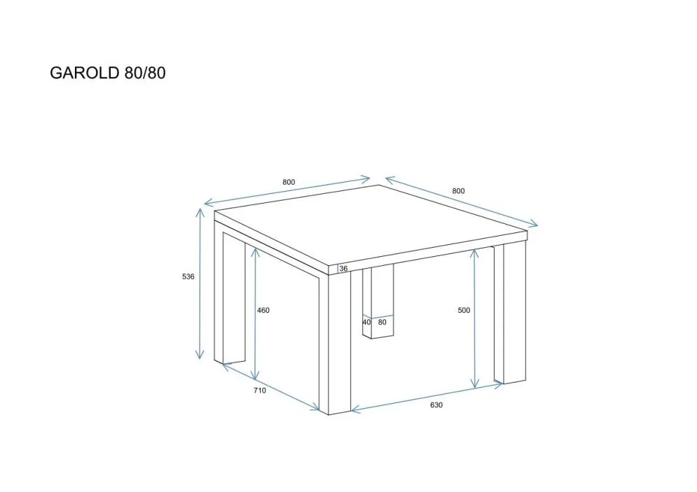 Ława GAROLD 80x80 dąb artisan na metalowych nogach I sklep meblowy MIRAT. styl LOFT