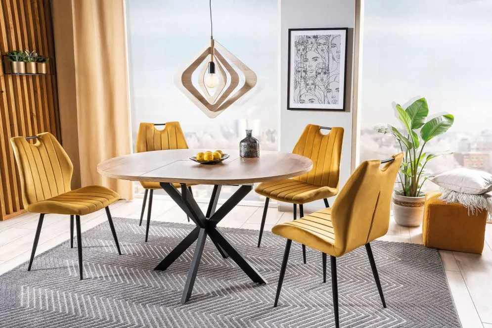 Stół rozkładany GASTON 100(135)x100 dąb artisan/czarny mat I sklep meblowy MIRAT. styl LOFT