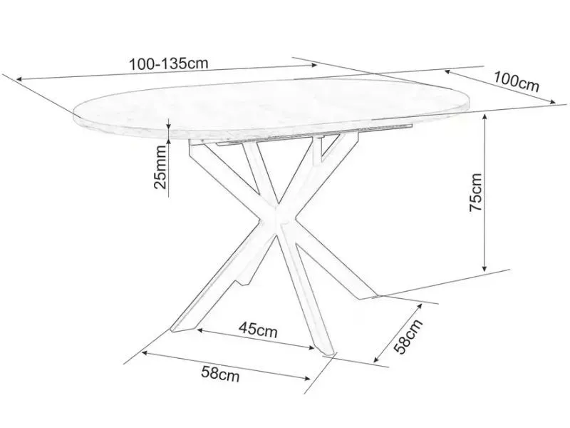 Okrągły stół rozkładany Gaston 100-135 cm biały marmur | MIRAT styl LOFT