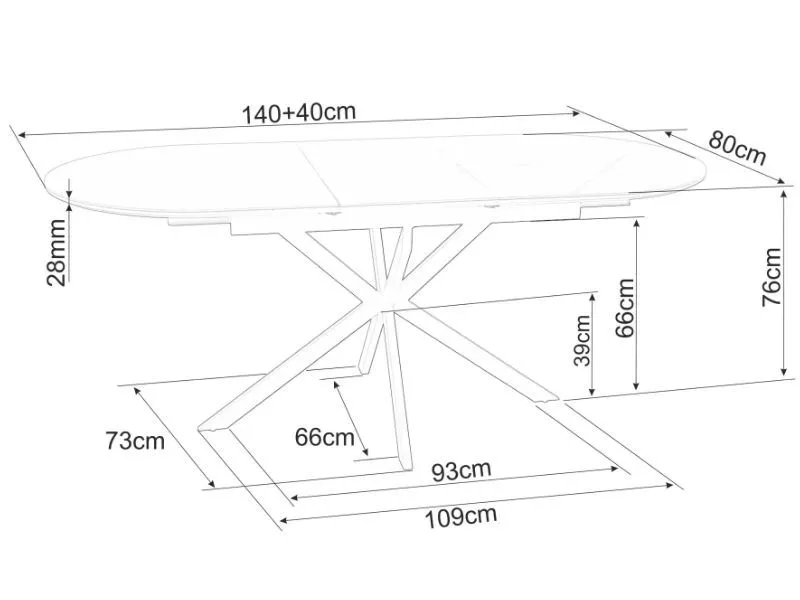 Owalny stół ceramiczny Gaston 140(180)x80 cm biały marmur | MIRAT styl LOFT