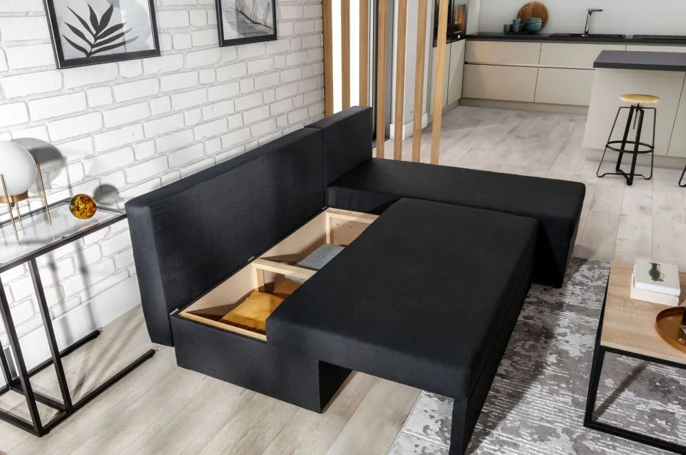 Narożnik z funkcją spania GINO uniwersalny lewy/prawy grafitowy minimalistyczny | MIRAT. w stylu  kolekcja
