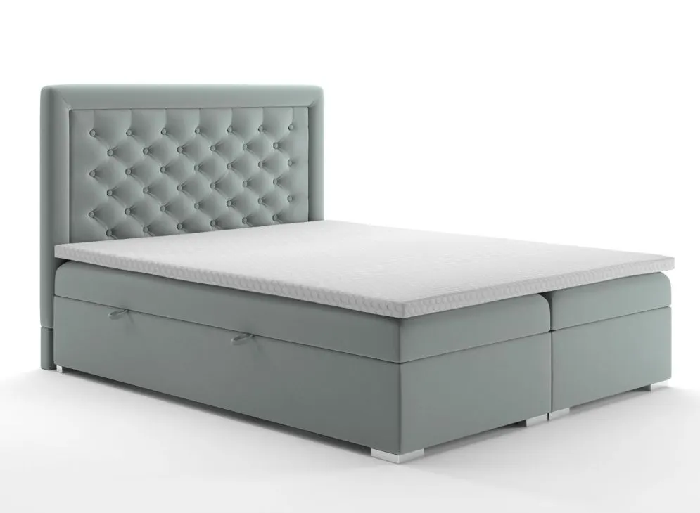 Łóżko kontynentalne AMIGO 180 szare velvet z pojemnikiem | MIRAT. styl GLAMOUR
