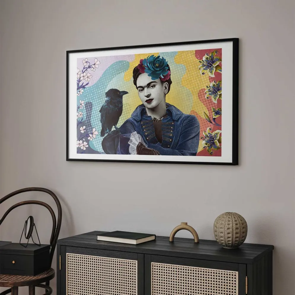 Plakat Totemiczna Frida 90x60 cm z ramą czarną z marginesem | MIRAT.