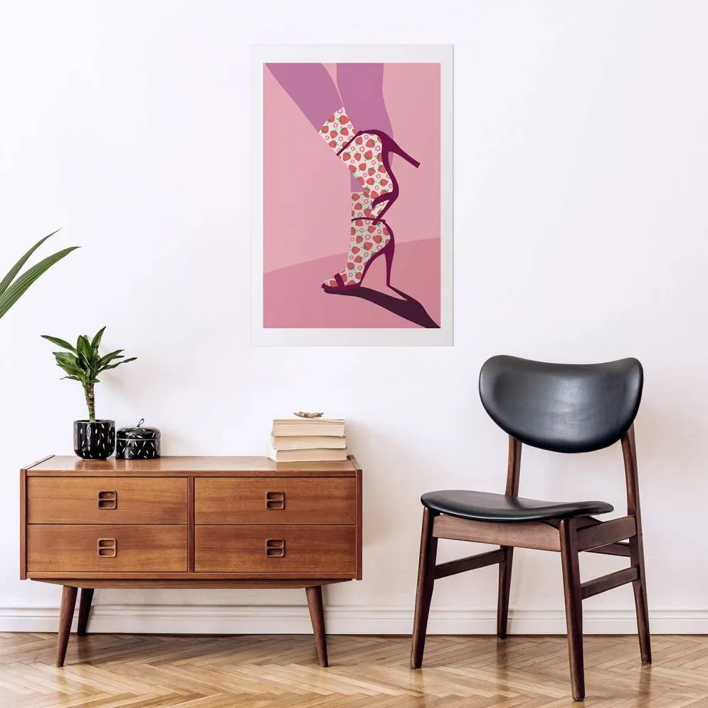 Plakat Skarpetki w truskawki 60x90 cm bez ramy z marginesem | MIRAT.