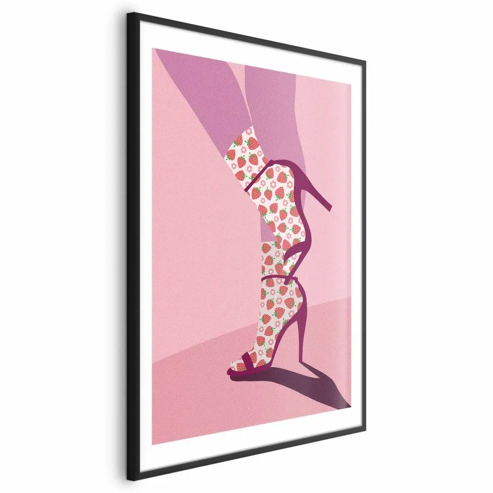 Plakat Skarpetki w truskawki 60x90 cm z ramą czarną z marginesem | MIRAT.