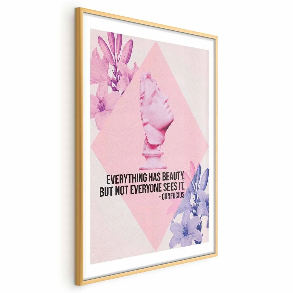 Plakat Konfucjusz o Pięknie 29,7x42 cm z ramą złotą z marginesem | MIRAT.