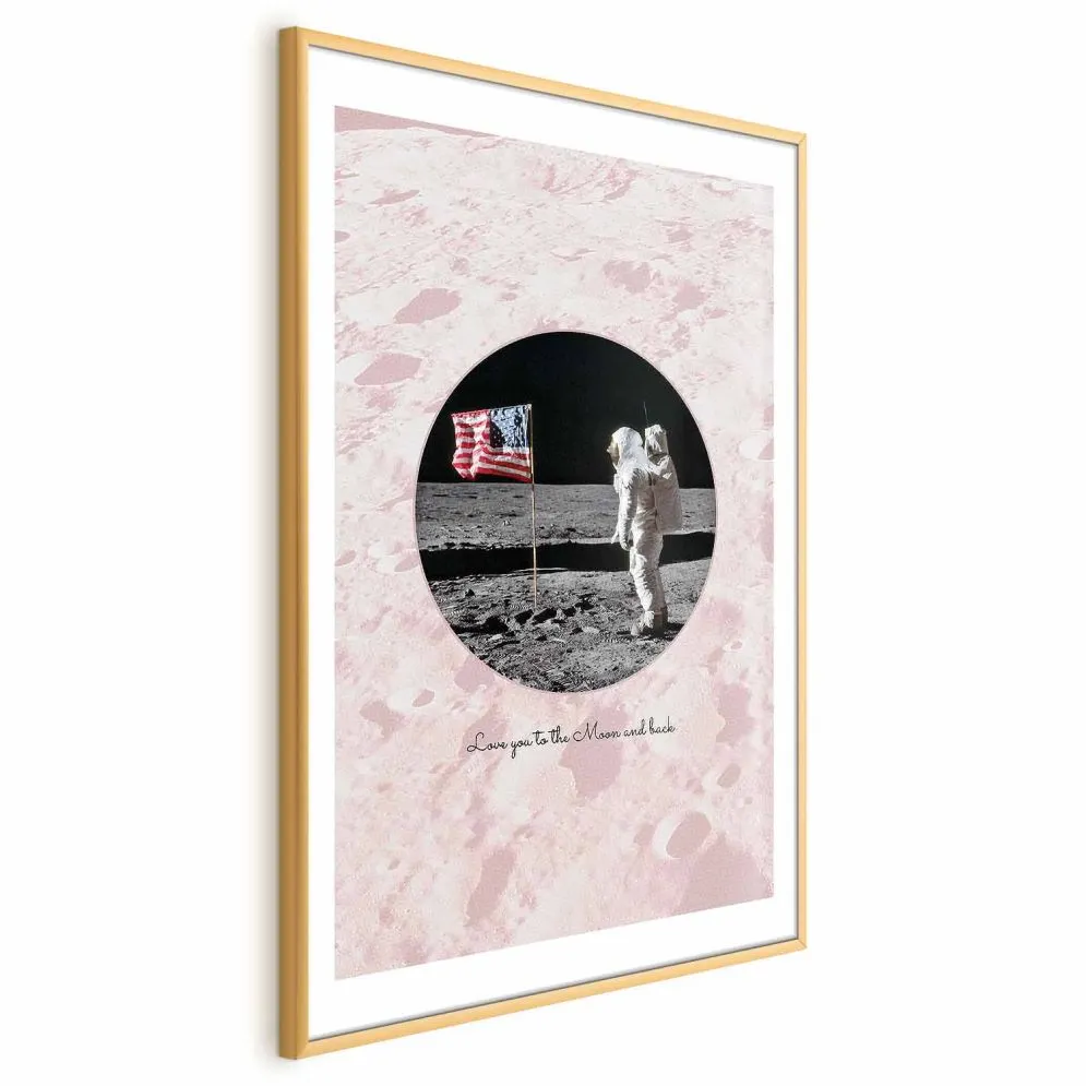 Plakat Love You 21x30 cm z ramą złotą z marginesem | MIRAT.