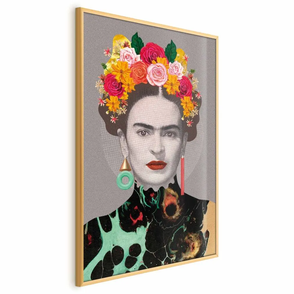 Plakat Majestatyczna Frida 60x90 cm z ramą złotą bez marginesu | MIRAT.