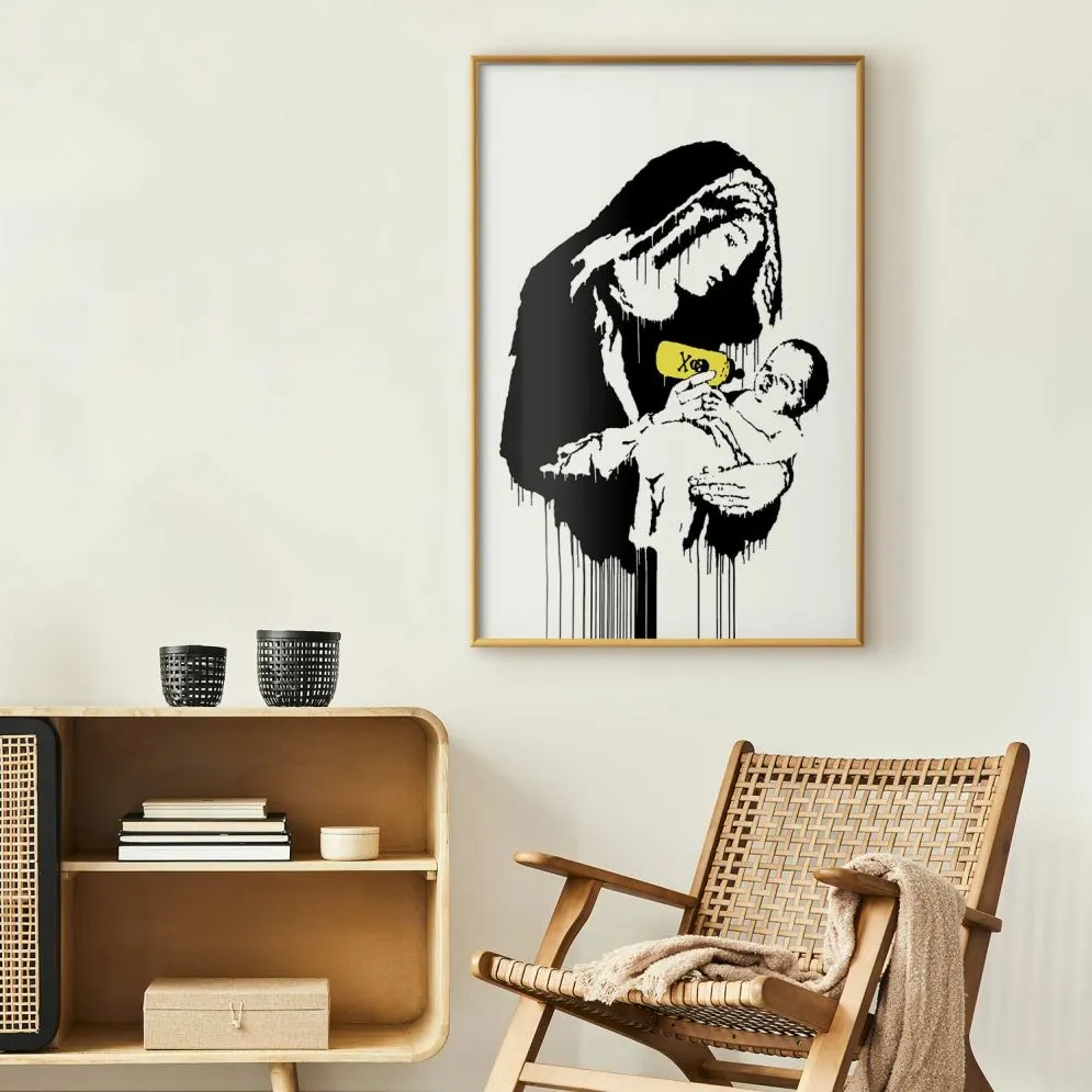 Plakat Karmiąca matka 40x60 cm z ramą złotą bez marginesu | MIRAT.