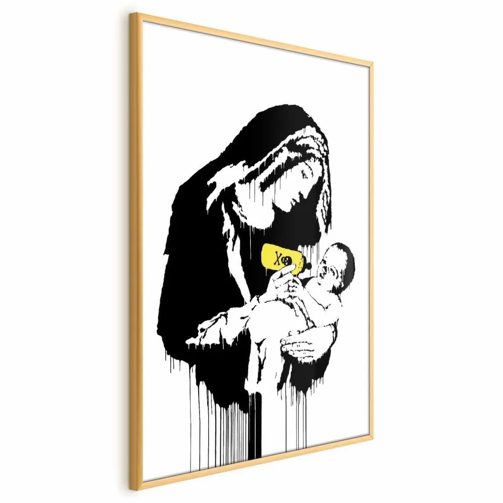 Plakat Karmiąca matka 40x60 cm z ramą złotą bez marginesu | MIRAT.