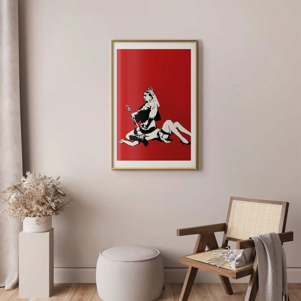 Plakat Banksy: Queen Victoria 40x60 cm z ramą złotą z marginesem | MIRAT.