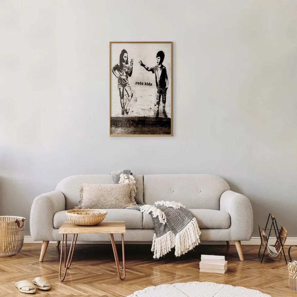 Plakat Niegrzeczne dzieci 60x90 cm z ramą złotą bez marginesu | MIRAT.