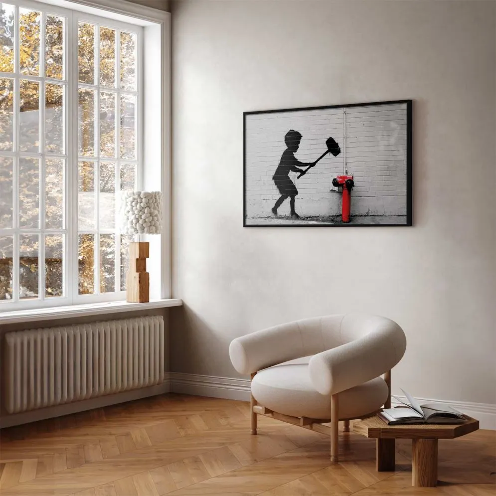 Plakat Zniszczyć hydrant 90x60 cm z ramą czarną bez marginesu | MIRAT.