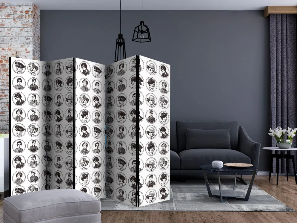 Parawan akustyczny Tła i desenie 225x172 cm 5-częściowy szary | MIRAT.