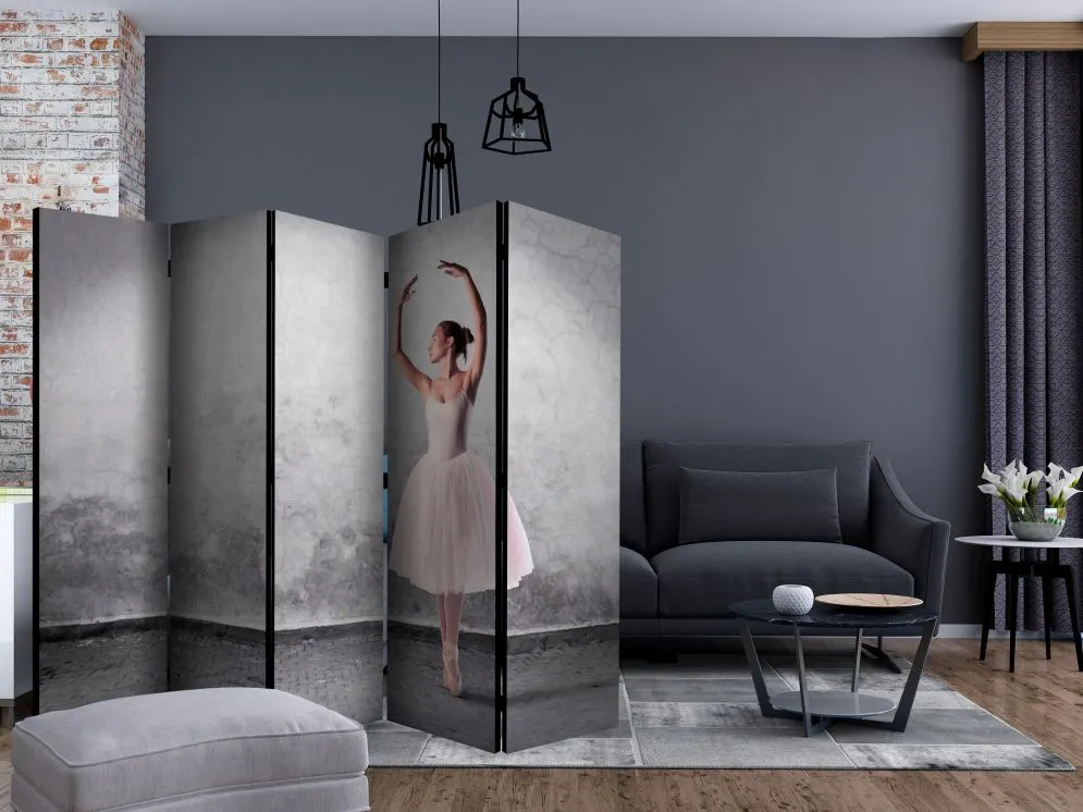 Parawan dwustronny Ludzie 225x172 cm 5-częściowy szary | MIRAT.