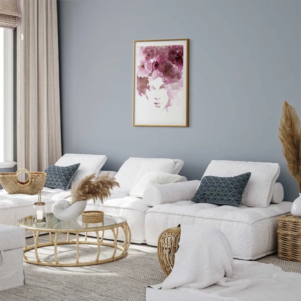 Plakat Kwieciste spojrzenie 40x60 cm z ramą złotą z marginesem | MIRAT.