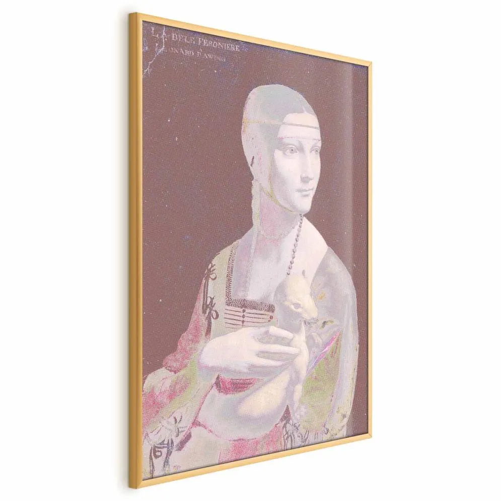 Plakat Pastelowa dama 21x30 cm z ramą złotą bez marginesu | MIRAT.