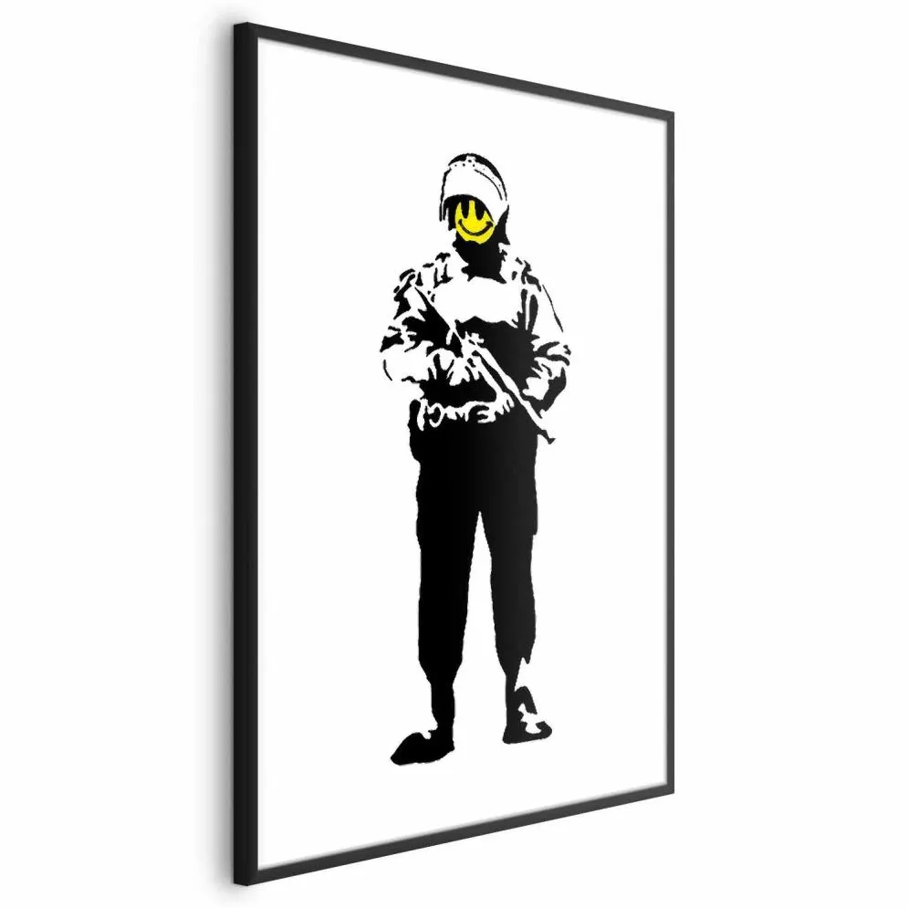 Plakat Uśmiechnięty policjant 29,7x42 cm z ramą czarną bez marginesu | MIRAT.