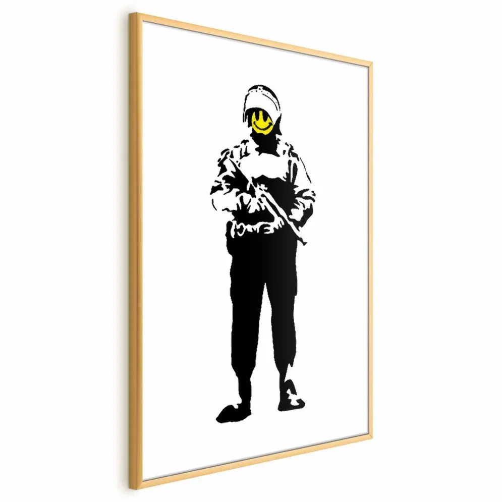 Plakat Uśmiechnięty policjant 29,7x42 cm z ramą złotą bez marginesu | MIRAT.
