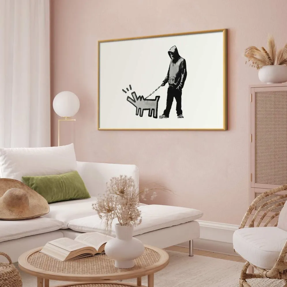 Plakat Dog Art 90x60 cm z ramą złotą z marginesem | MIRAT.