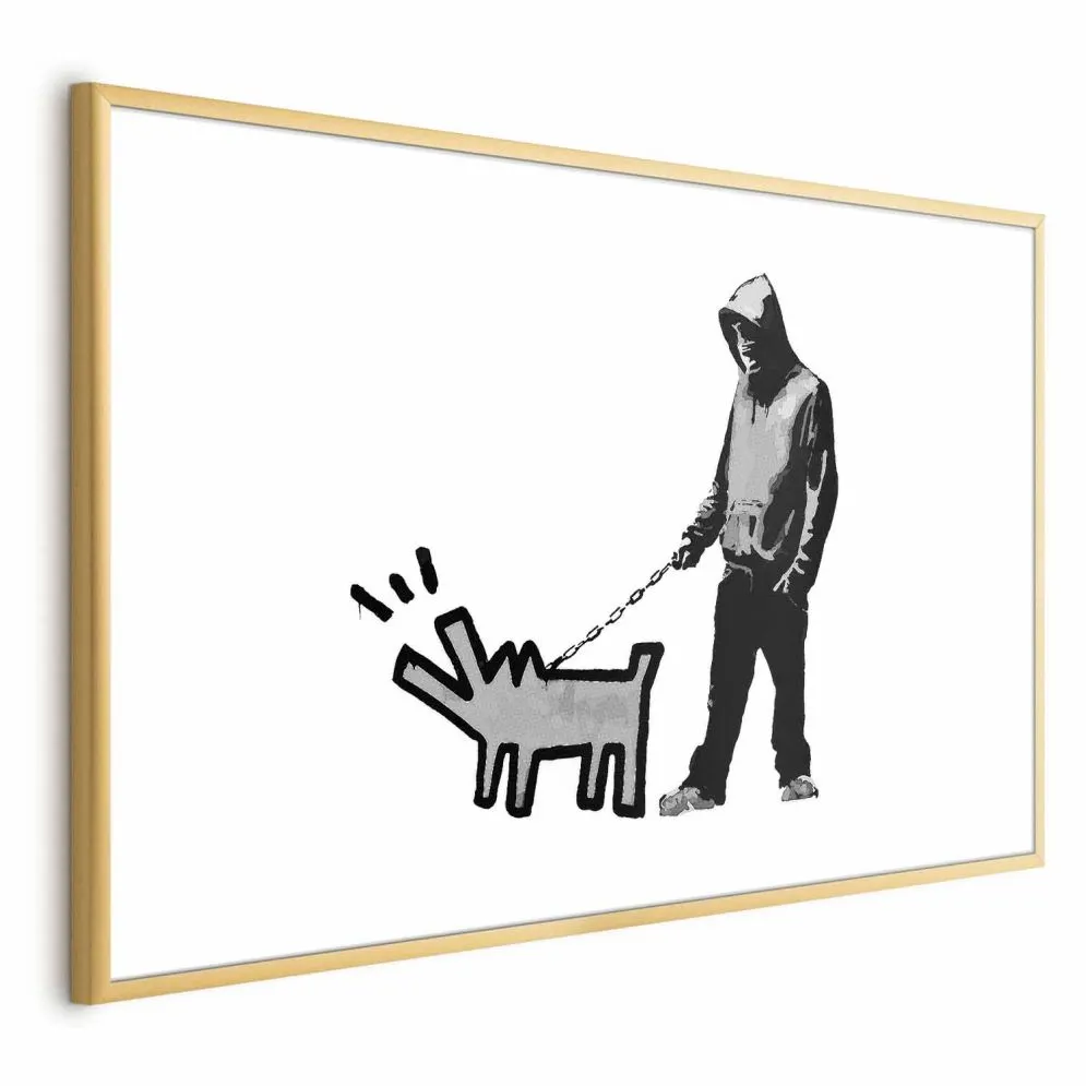 Plakat Dog Art 90x60 cm z ramą złotą z marginesem | MIRAT.