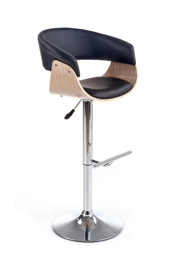 Hoker H-45 czarny ekoskórzany dębowy z oparciem | MIRAT. styl LOFT
