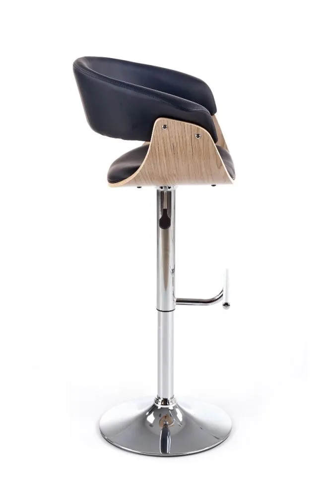 Hoker H-45 czarny ekoskórzany dębowy z oparciem | MIRAT. styl LOFT