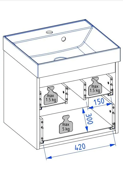 Szafka pod umywalkę HARMO 50 cm szaro-zielona półmat wisząca | MIRAT kolekcja HARMO