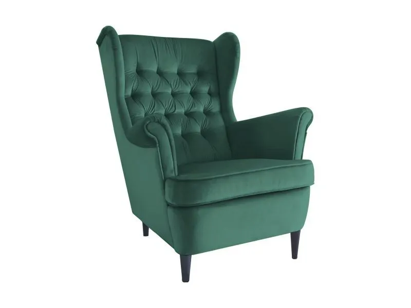 Fotel HARRY VELVET zielony welurowy do sypialni | MIRAT. w stylu GLAMOUR, VINTAGE kolekcja