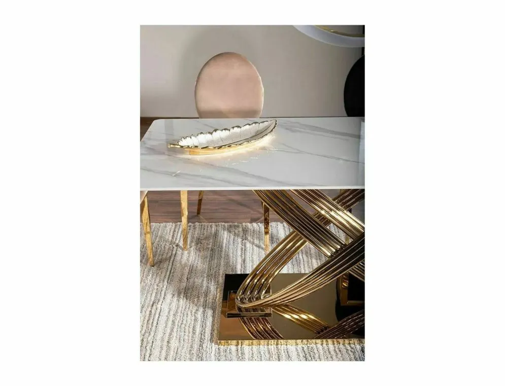 Stół HERMES 160x90 biały marmur/złoty w stylu glamour I sklep meblowy MIRAT. styl GLAMOUR