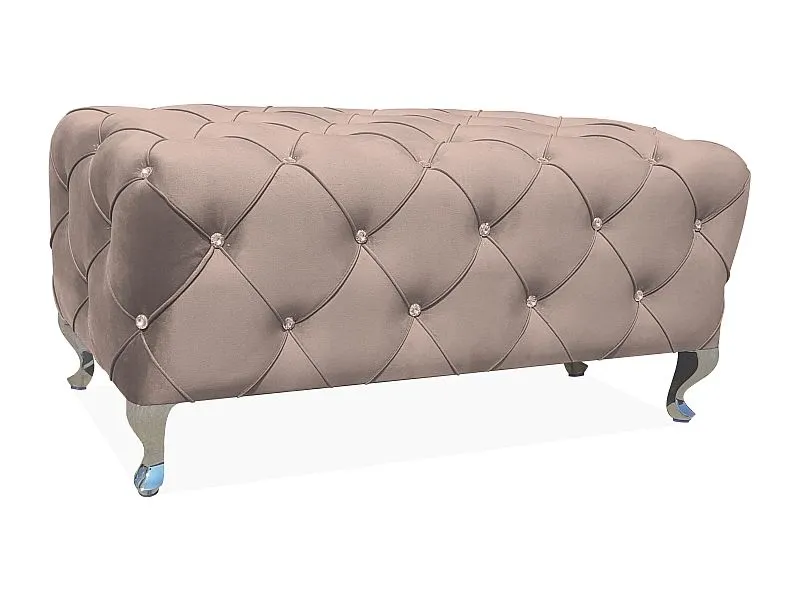 Ławka HESTIA VELVET beżowa pikowana w stylu glamour | MIRAT. w stylu GLAMOUR kolekcja