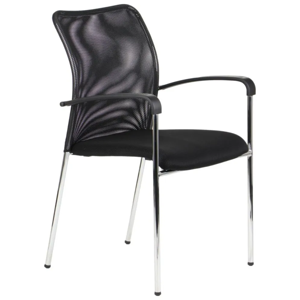 Krzesło biurowe HN-7501 czarne/chrom z podłokietnikami I sklep meblowy MIRAT.