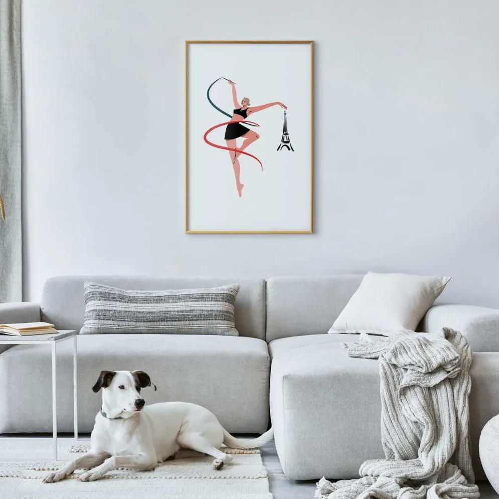 Plakat Gimnastyka artystyczna 40x60 cm z ramą złotą z marginesem | MIRAT.