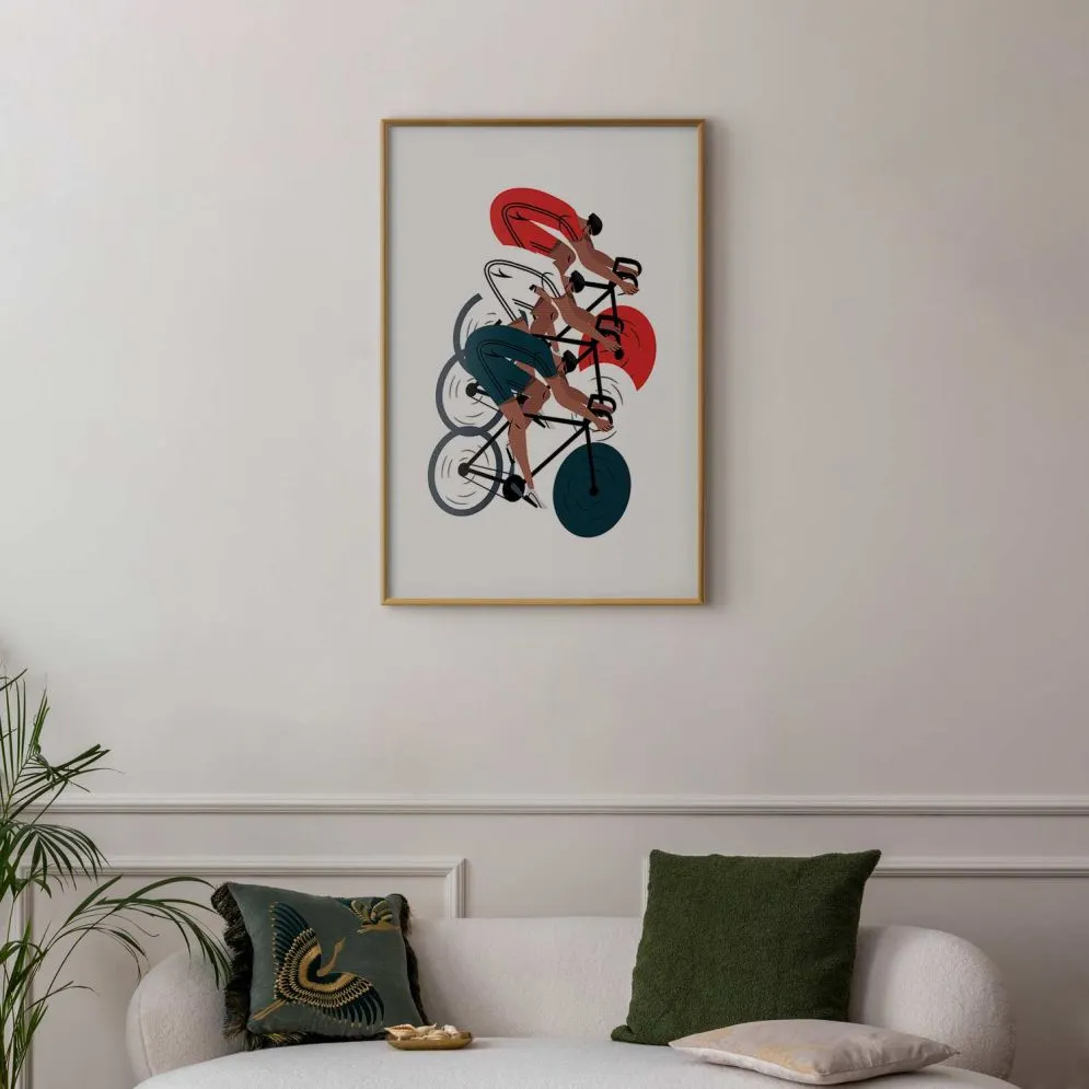 Plakat Wyścig kolarski 40x60 cm z ramą złotą bez marginesu | MIRAT.