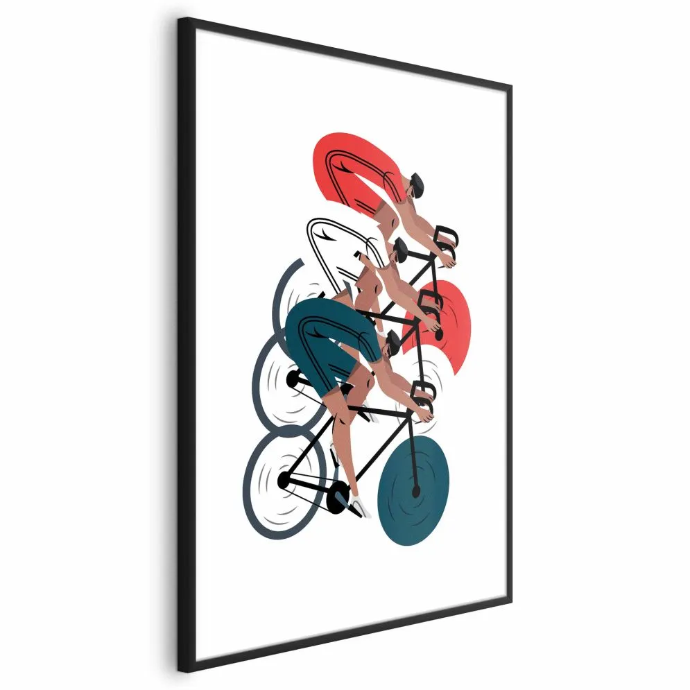 Plakat Wyścig kolarski 60x90 cm z ramą czarną bez marginesu | MIRAT.