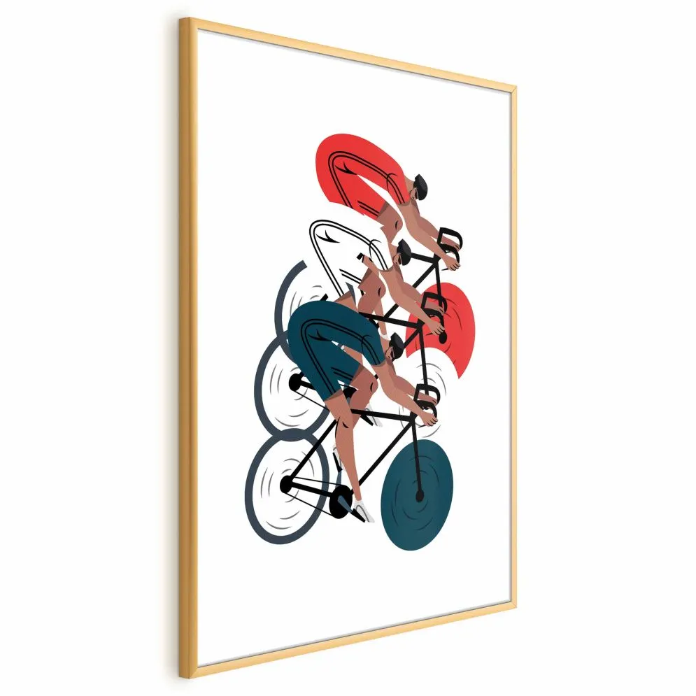 Plakat Wyścig kolarski 40x60 cm z ramą złotą bez marginesu | MIRAT.