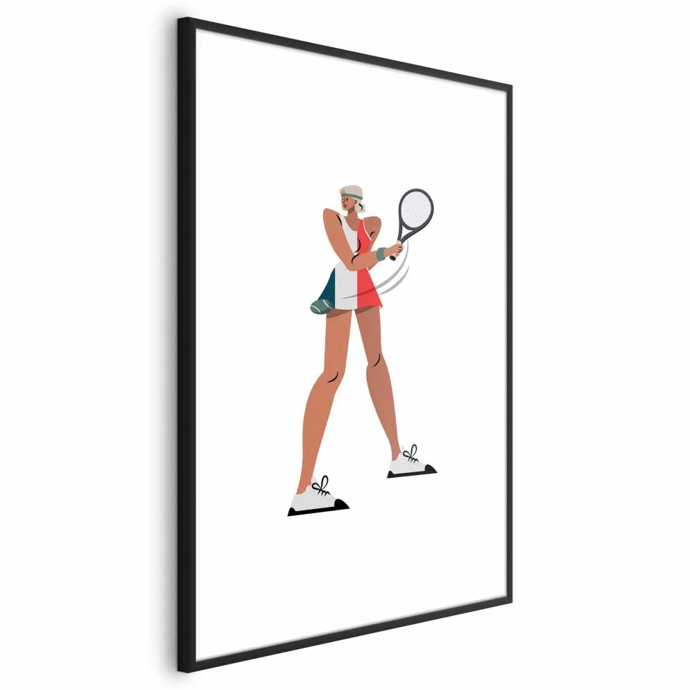 Plakat Tenisistka z rakietą 40x60 cm z ramą czarną z marginesem | MIRAT.