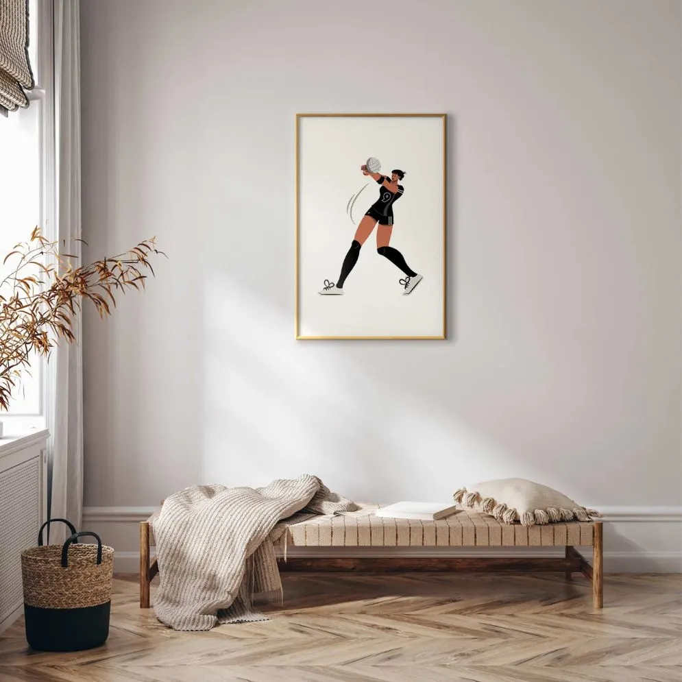 Plakat Siatkarka 40x60 cm z ramą złotą bez marginesu | MIRAT.