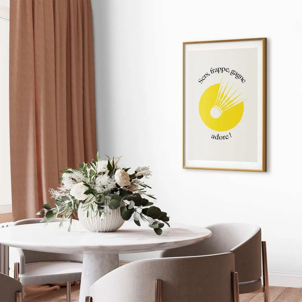 Plakat Lotka do badmintona 29,7x42 cm z ramą złotą z marginesem | MIRAT.