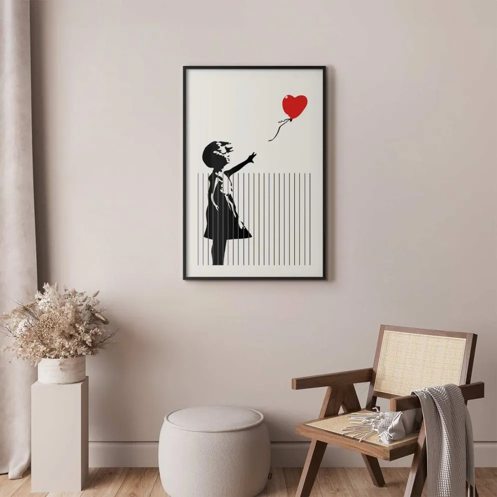 Plakat Pocięty Banksy 21x30 cm z ramą czarną z marginesem | MIRAT.