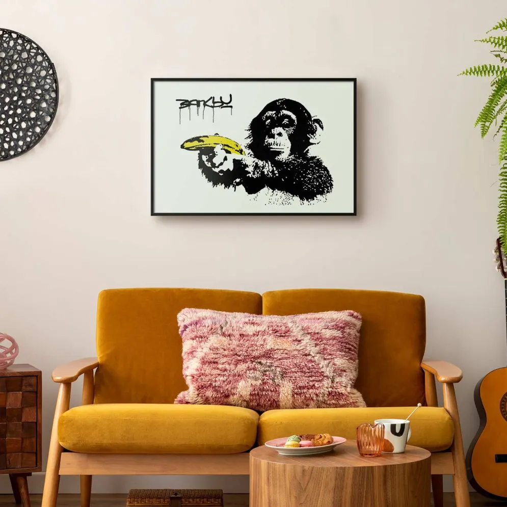 Plakat Banksy: Małpa 60x40 cm z ramą czarną bez marginesu | MIRAT.