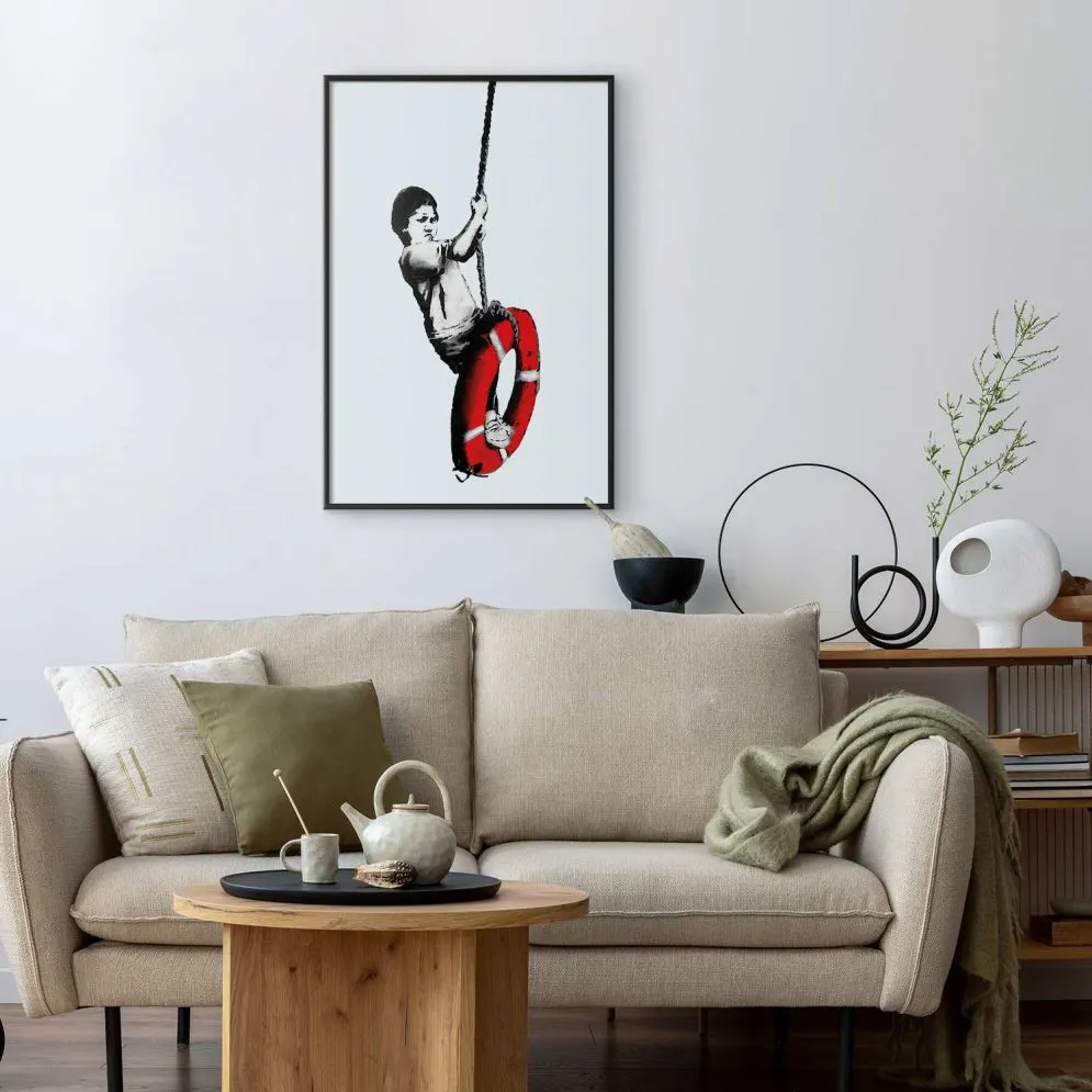 Plakat Banksy: Chłopiec 21x30cm z ramą czarną bez marginesu | MIRAT.