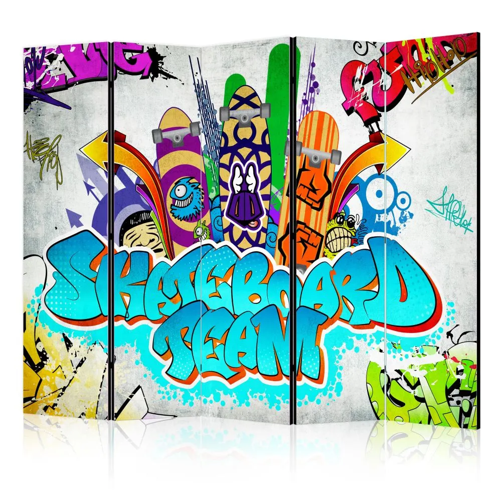 Parawan dwustronny Street art 225x172 cm 5-częściowy wielokolorowy | MIRAT.