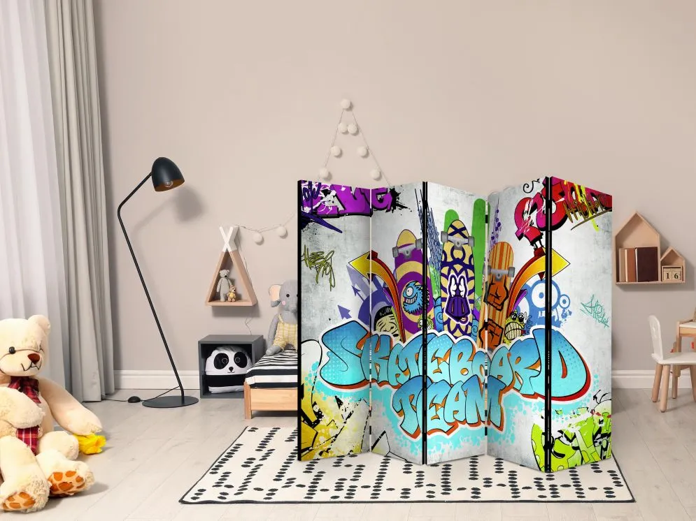 Parawan dwustronny Street art 225x172 cm 5-częściowy wielokolorowy | MIRAT.