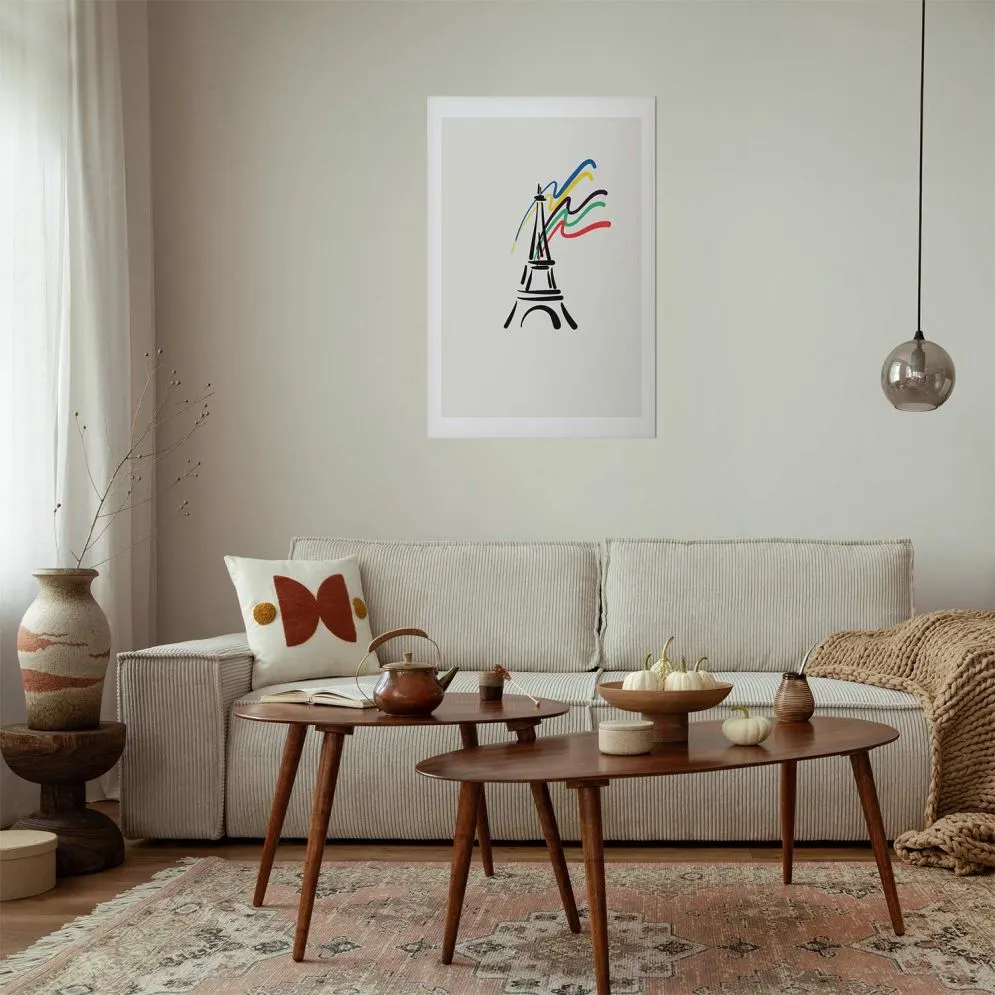 Plakat Wieża Eiffla i kolory 40x60 cm bez ramy z marginesem | MIRAT.