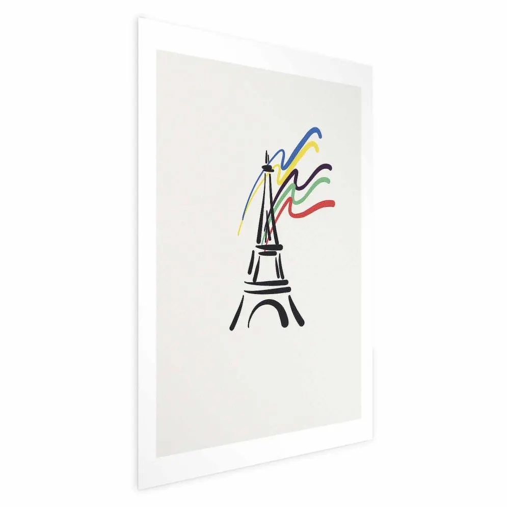 Plakat Wieża Eiffla i kolory 40x60 cm bez ramy z marginesem | MIRAT.