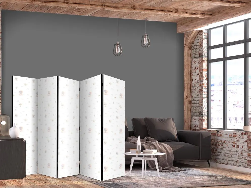 Parawan dwustronny Dla dzieci 225x172 cm 5-częściowy czarny | MIRAT.