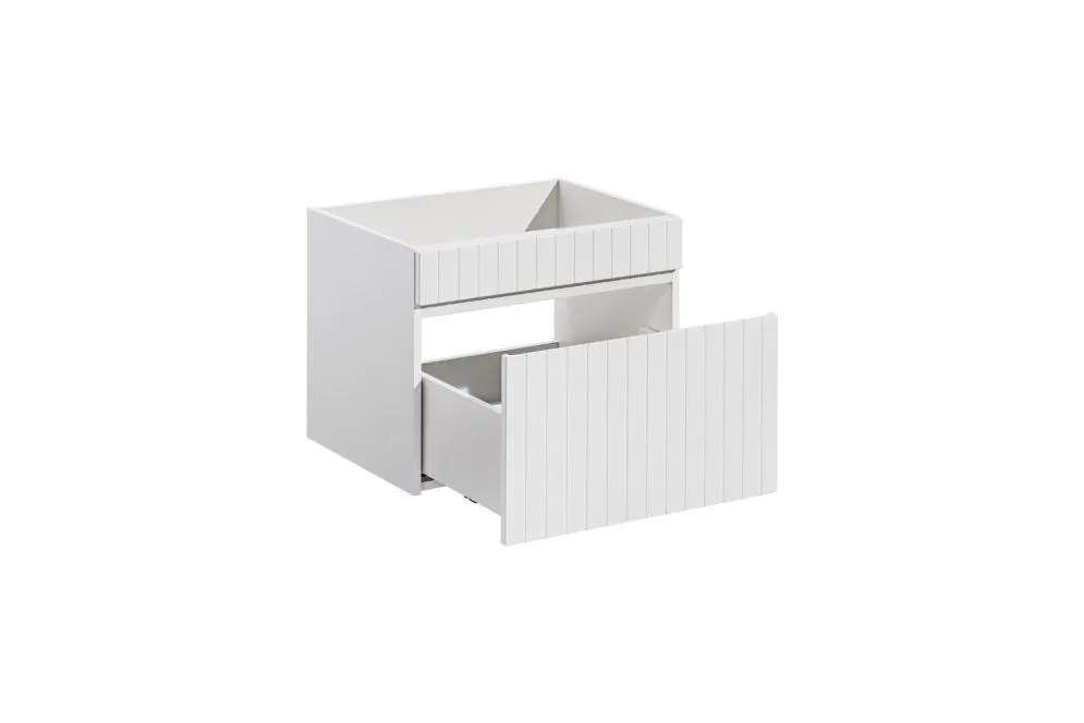 Szafka pod umywalkę ICONIC WHITE 60cm + SANTA FE OAK 81-01-A ryflowane fronty zestaw z blatem I sklep meblowy MIRAT. styl RYFLOWANY