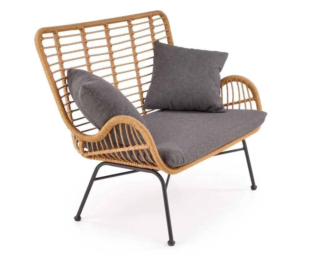 Sofa IKARO XL rattanowa z poduszkami na metalowych nogach | MIRAT. styl LOFT